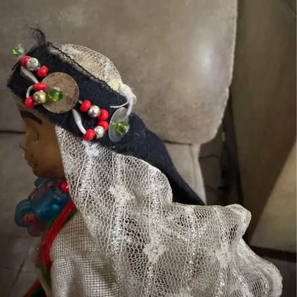 Vintage Handmade Folk Art Ethnic Costume Doll – Traditional Beaded Dress